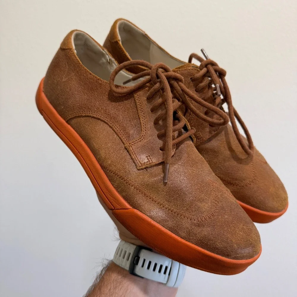 Cole Haan Nike Air Giraldo Wingtip Brown Suede Orange Sole Mens 8.5 M C10043